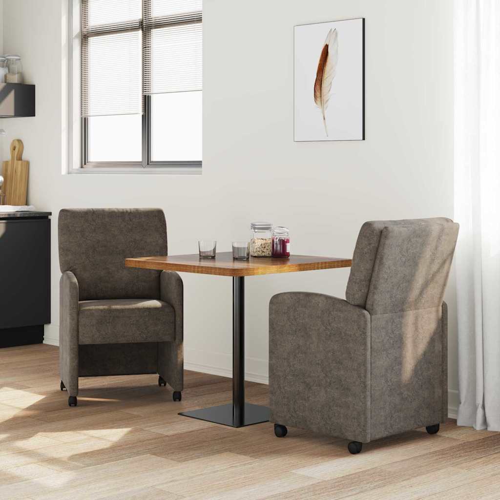 Eetkamerstoelen met Wieltjes 2 pcs Donkergrijs 57 x 67 x 95 cm is nu te koop bij PeponiXL, paradijselijk wonen!
