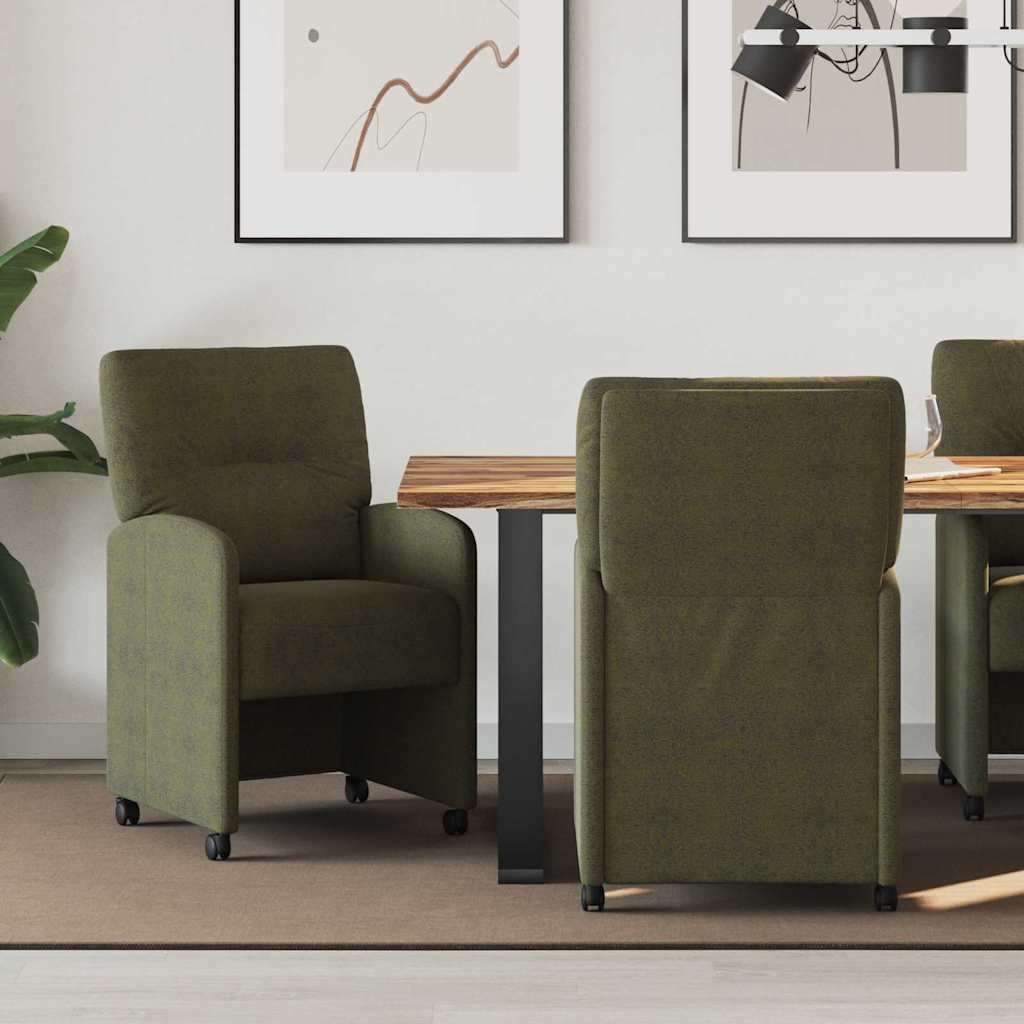 Eetkamerstoelen met Wieltjes 2 pcs Leger groen 57 x 67 x 95 cm is nu te koop bij PeponiXL, paradijselijk wonen!