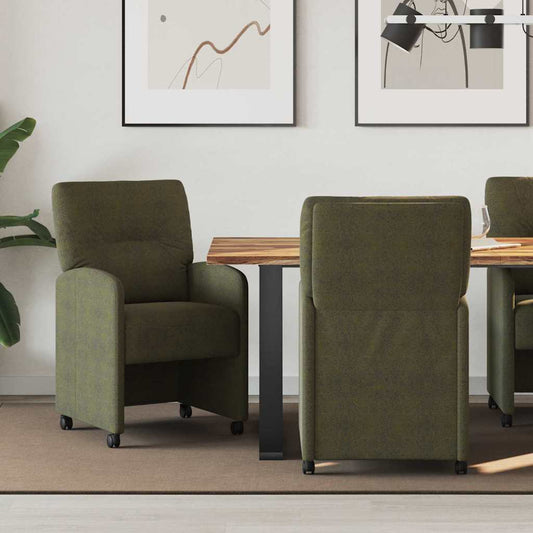 Eetkamerstoelen met Wieltjes 2 pcs Leger groen 57 x 67 x 95 cm is nu te koop bij PeponiXL, paradijselijk wonen!
