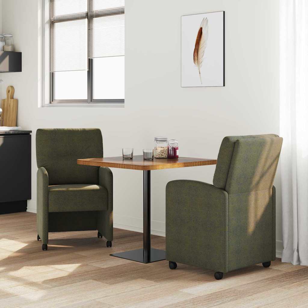 Eetkamerstoelen met Wieltjes 2 pcs Leger groen 57 x 67 x 95 cm is nu te koop bij PeponiXL, paradijselijk wonen!