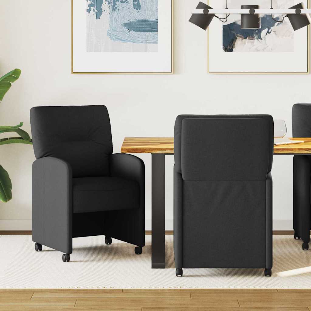 Eetkamerstoelen met Wieltjes 2 pcs Zwart 57 x 67 x 95 cm Stof is nu te koop bij PeponiXL, paradijselijk wonen!