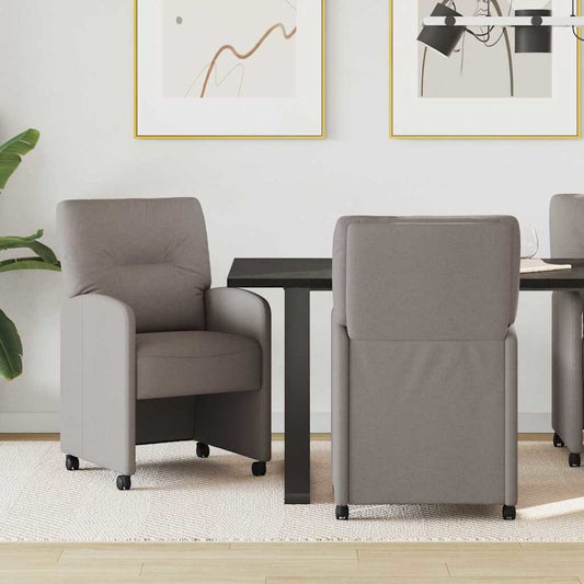 Eetkamerstoelen met Wieltjes 2 pcs Taupe 57 x 67 x 95 cm Stof is nu te koop bij PeponiXL, paradijselijk wonen!