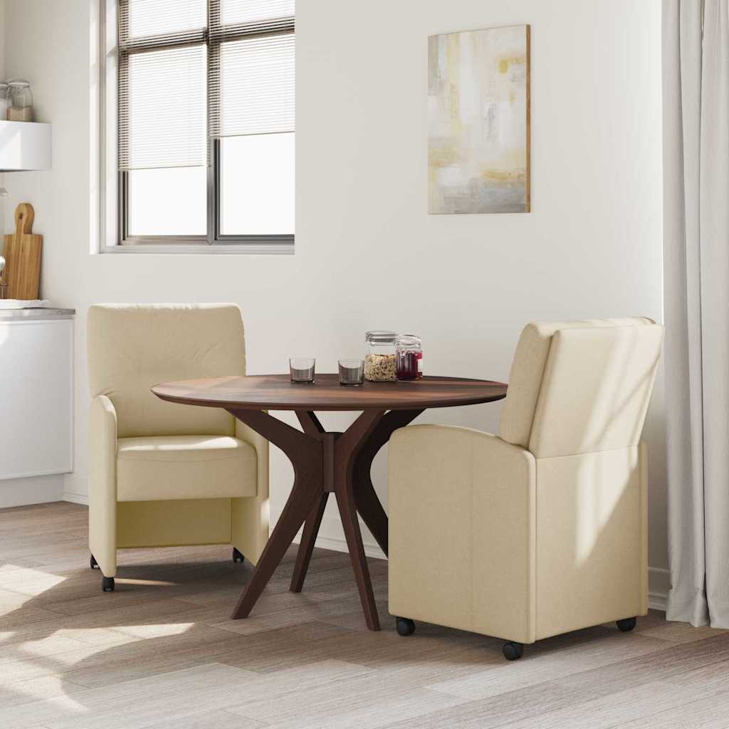 Eetkamerstoelen met Wieltjes 2 pcs Crème 57 x 67 x 95 cm Stof is nu te koop bij PeponiXL, paradijselijk wonen!