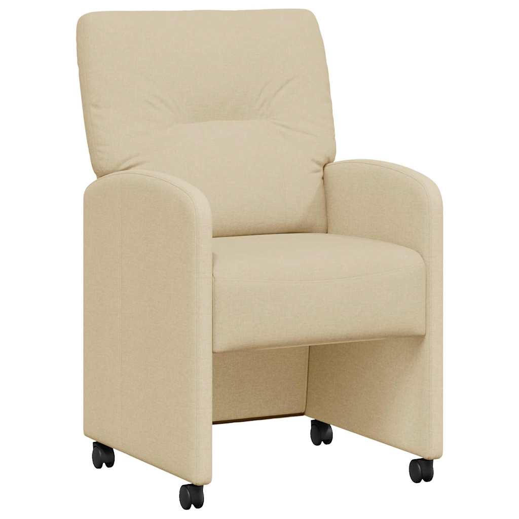 Eetkamerstoelen met Wieltjes 2 pcs Crème 57 x 67 x 95 cm Stof is nu te koop bij PeponiXL, paradijselijk wonen!