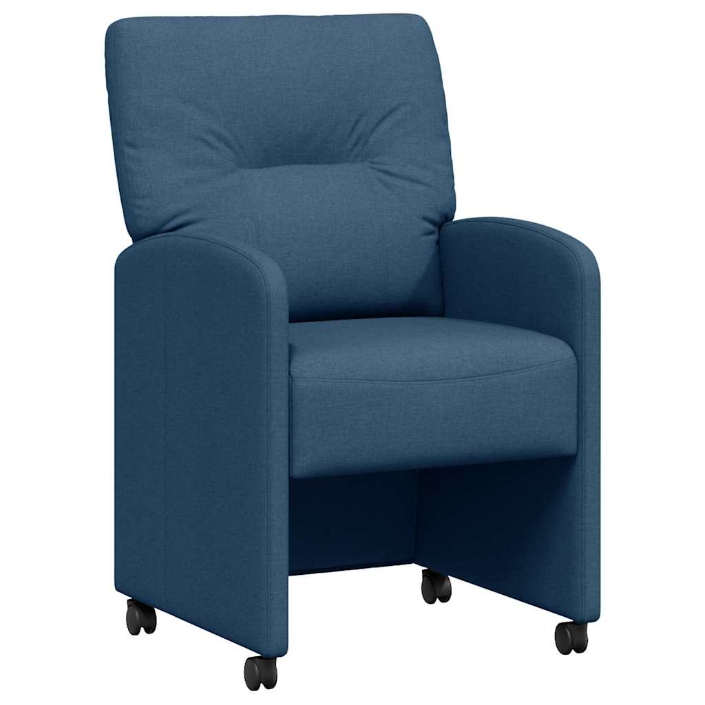 Eetkamerstoelen met Wieltjes 2 pcs Blauw 57 x 67 x 95 cm Stof is nu te koop bij PeponiXL, paradijselijk wonen!
