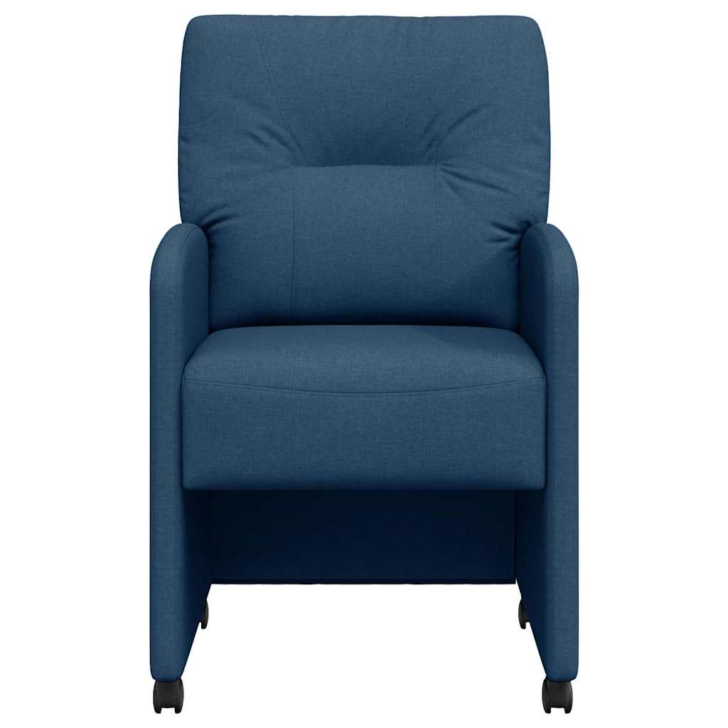 Eetkamerstoelen met Wieltjes 2 pcs Blauw 57 x 67 x 95 cm Stof is nu te koop bij PeponiXL, paradijselijk wonen!