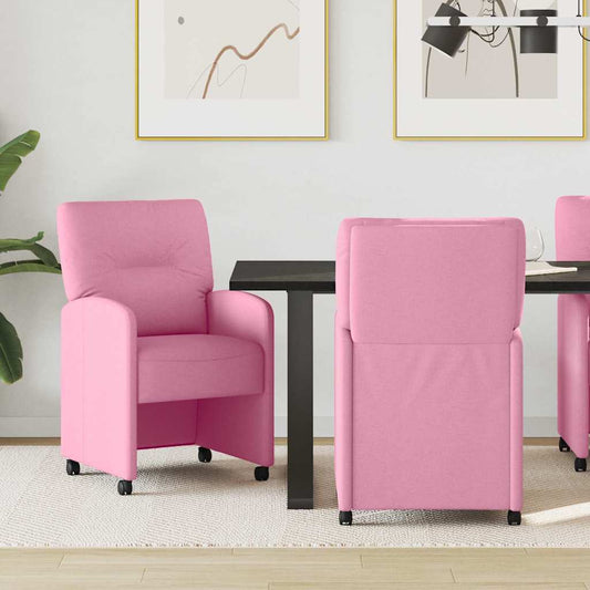 Eetkamerstoelen met Wieltjes 2 pcs Roze 57 x 67 x 95 cm Stof is nu te koop bij PeponiXL, paradijselijk wonen!