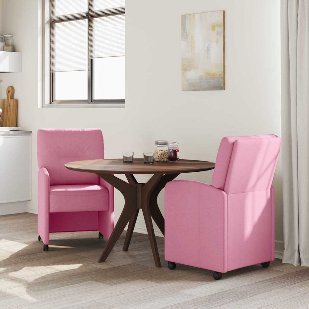 Eetkamerstoelen met Wieltjes 2 pcs Roze 57 x 67 x 95 cm Stof is nu te koop bij PeponiXL, paradijselijk wonen!