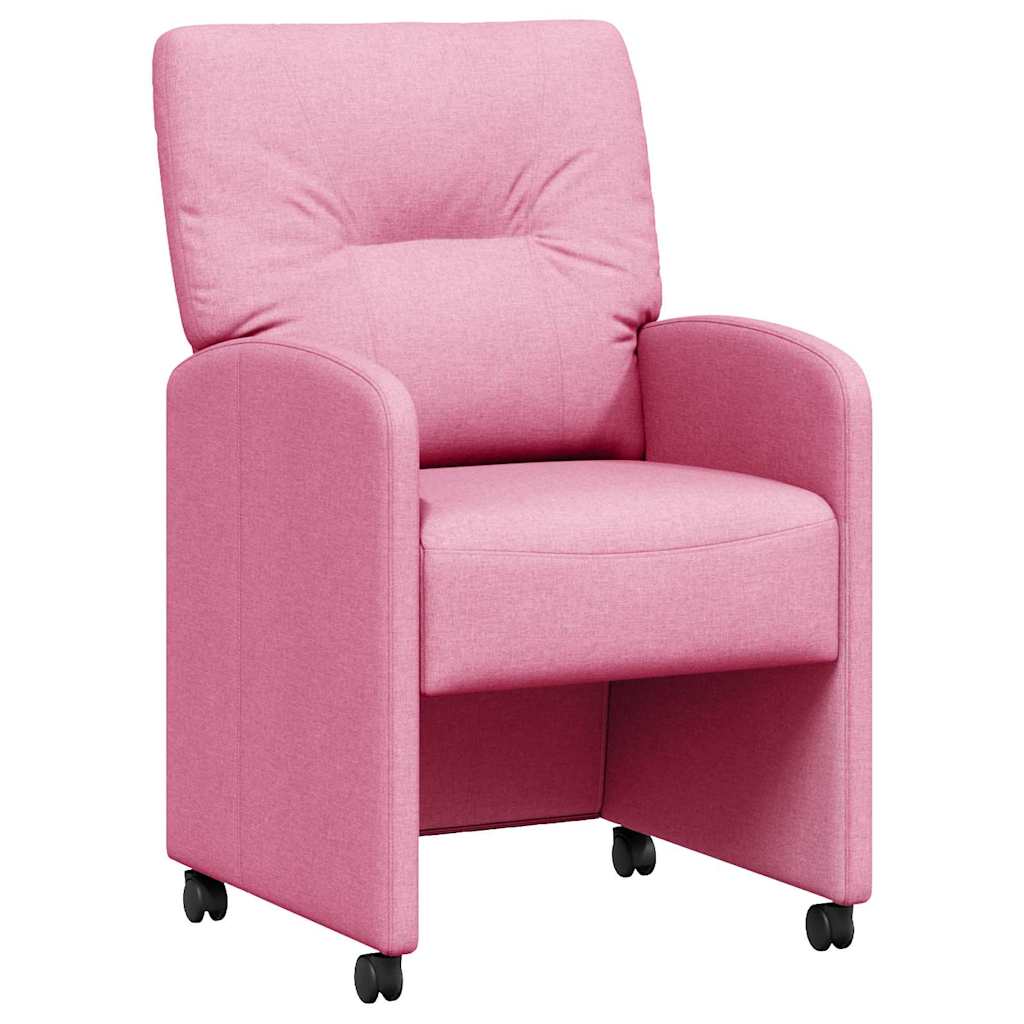 Eetkamerstoelen met Wieltjes 2 pcs Roze 57 x 67 x 95 cm Stof is nu te koop bij PeponiXL, paradijselijk wonen!