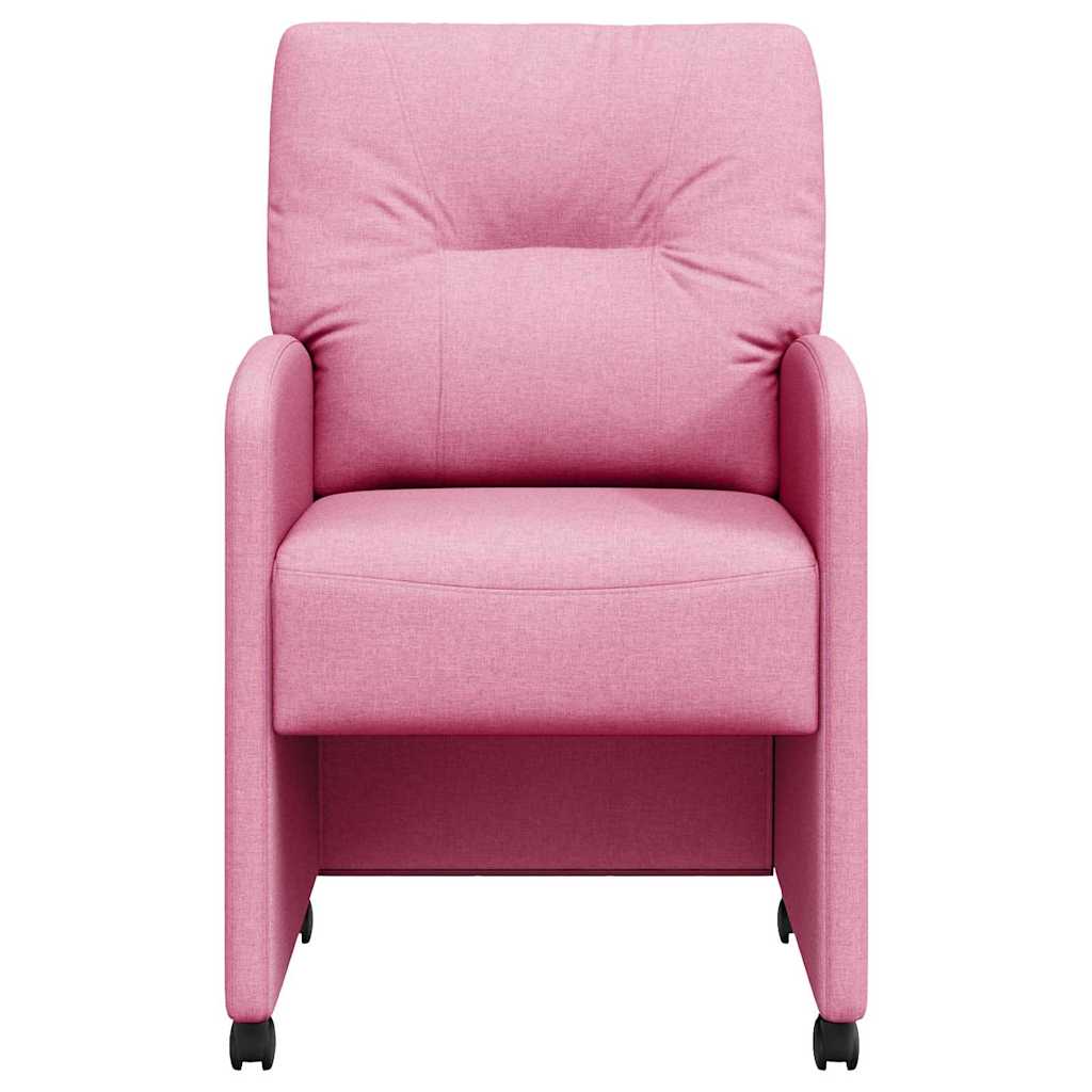 Eetkamerstoelen met Wieltjes 2 pcs Roze 57 x 67 x 95 cm Stof is nu te koop bij PeponiXL, paradijselijk wonen!
