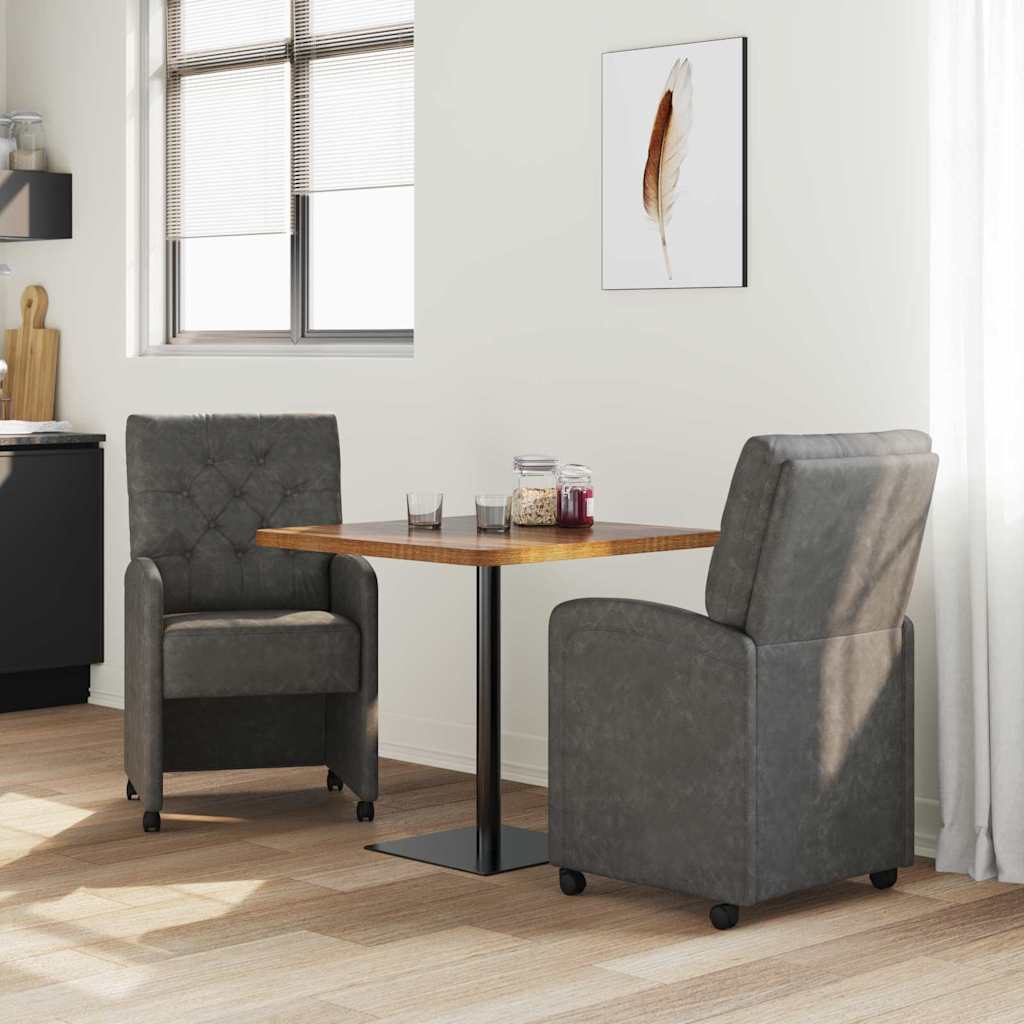 Eetkamerstoelen met Wieltjes 2 pcs Zwart 58 x 67 x 97 cm is nu te koop bij PeponiXL, paradijselijk wonen!
