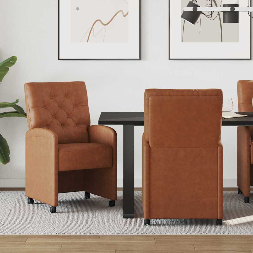 Eetkamerstoelen met Wieltjes 2 pcs Bruin 58 x 67 x 97 cm is nu te koop bij PeponiXL, paradijselijk wonen!