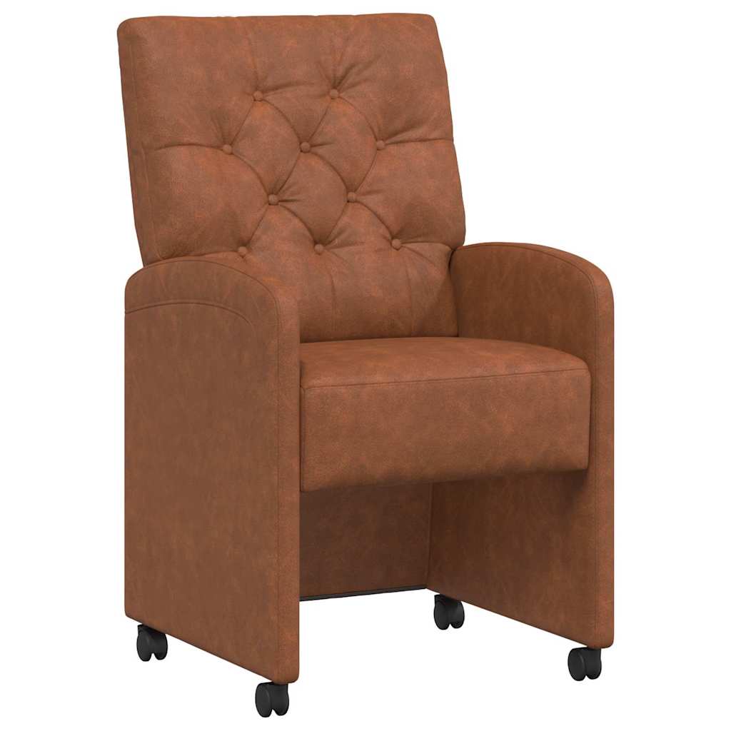 Eetkamerstoelen met Wieltjes 2 pcs Bruin 58 x 67 x 97 cm is nu te koop bij PeponiXL, paradijselijk wonen!