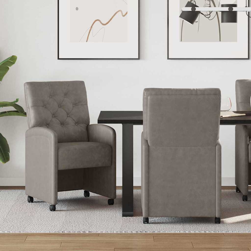 Eetkamerstoelen met Wieltjes 2 pcs Grijs 58 x 67 x 97 cm is nu te koop bij PeponiXL, paradijselijk wonen!