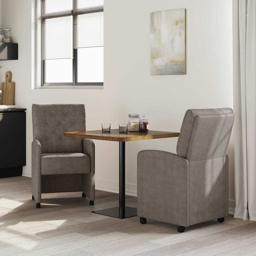 Eetkamerstoelen met Wieltjes 2 pcs Grijs 58 x 67 x 97 cm is nu te koop bij PeponiXL, paradijselijk wonen!