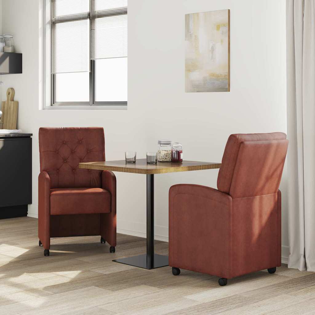Eetkamerstoelen met Wieltjes 2 pcs Glanzend bruin Kunstleer is nu te koop bij PeponiXL, paradijselijk wonen!