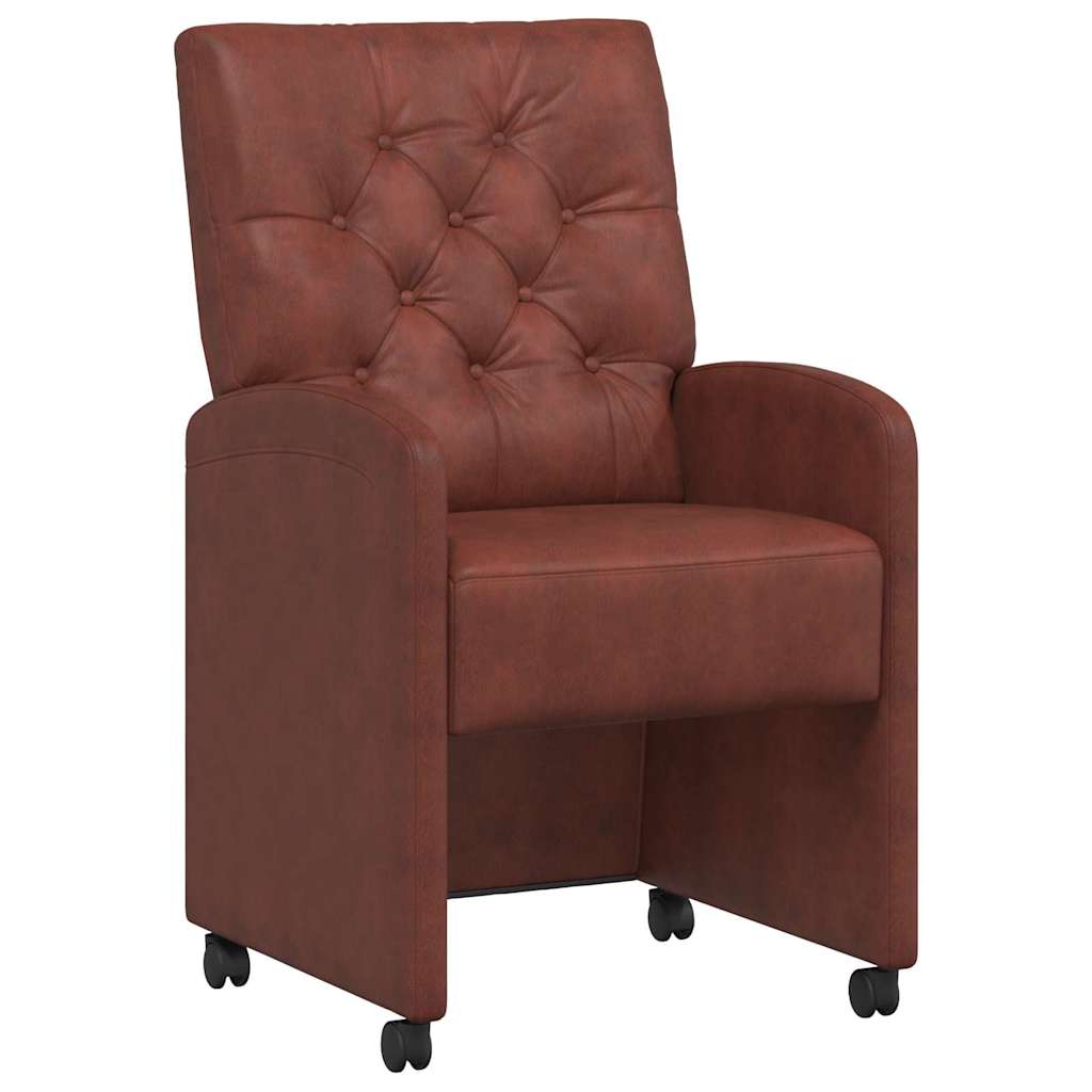 Eetkamerstoelen met Wieltjes 2 pcs Glanzend bruin Kunstleer is nu te koop bij PeponiXL, paradijselijk wonen!