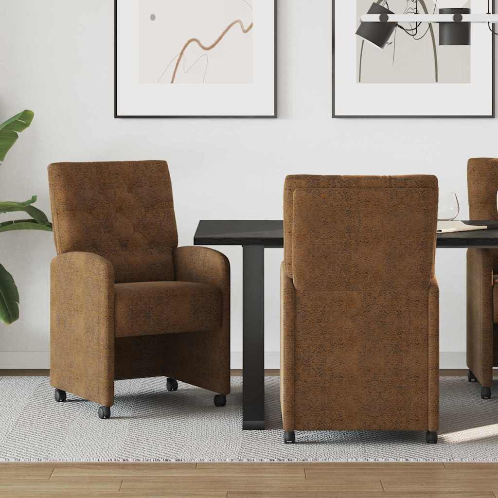 Eetkamerstoelen met Wieltjes 2 pcs Bruin 58 x 67 x 97 cm is nu te koop bij PeponiXL, paradijselijk wonen!