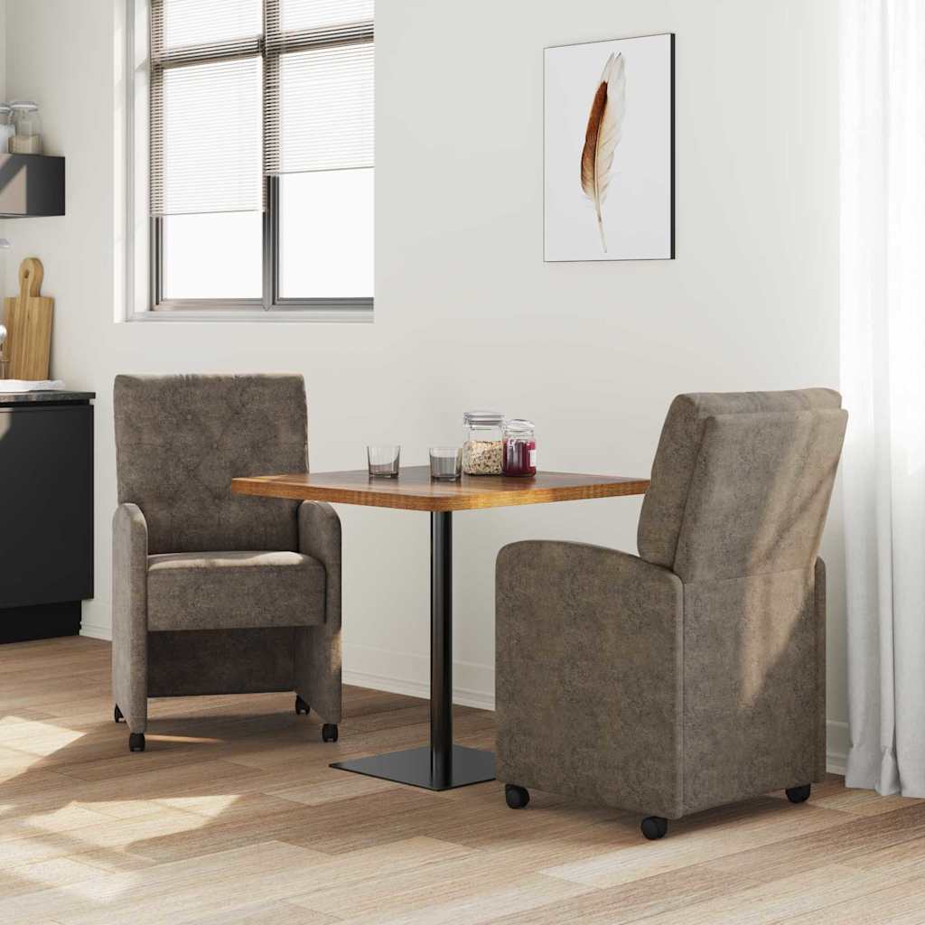 Eetkamerstoelen met Wieltjes 2 pcs Donkergrijs 58 x 67 x 97 cm is nu te koop bij PeponiXL, paradijselijk wonen!