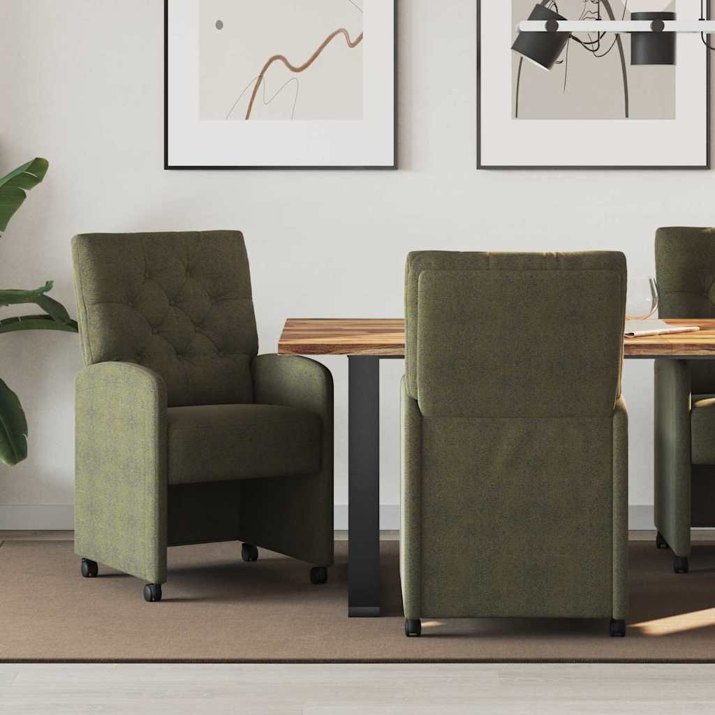 Eetkamerstoelen met Wieltjes 2 pcs Leger groen 58 x 67 x 97 cm is nu te koop bij PeponiXL, paradijselijk wonen!