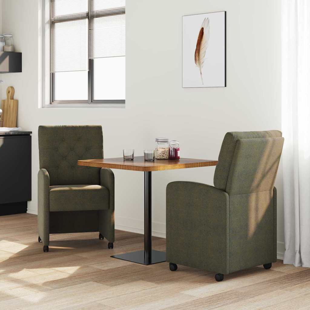 Eetkamerstoelen met Wieltjes 2 pcs Leger groen 58 x 67 x 97 cm is nu te koop bij PeponiXL, paradijselijk wonen!