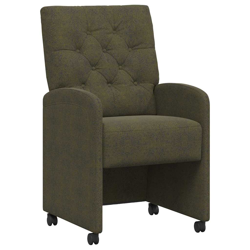 Eetkamerstoelen met Wieltjes 2 pcs Leger groen 58 x 67 x 97 cm is nu te koop bij PeponiXL, paradijselijk wonen!