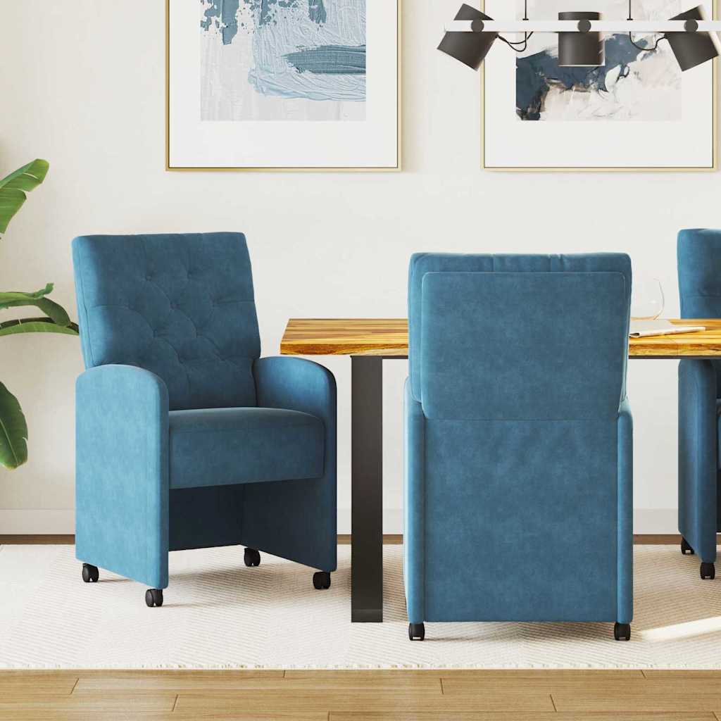 Eetkamerstoelen met Wieltjes 2 pcs Blauw 58 x 67 x 97 cm is nu te koop bij PeponiXL, paradijselijk wonen!