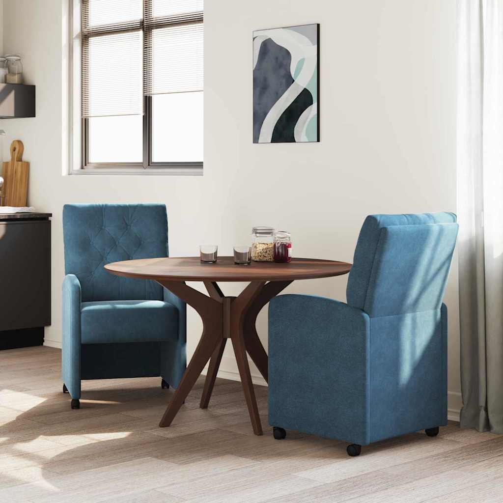 Eetkamerstoelen met Wieltjes 2 pcs Blauw 58 x 67 x 97 cm is nu te koop bij PeponiXL, paradijselijk wonen!