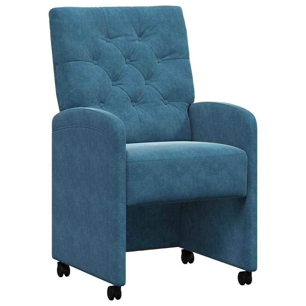 Eetkamerstoelen met Wieltjes 2 pcs Blauw 58 x 67 x 97 cm is nu te koop bij PeponiXL, paradijselijk wonen!