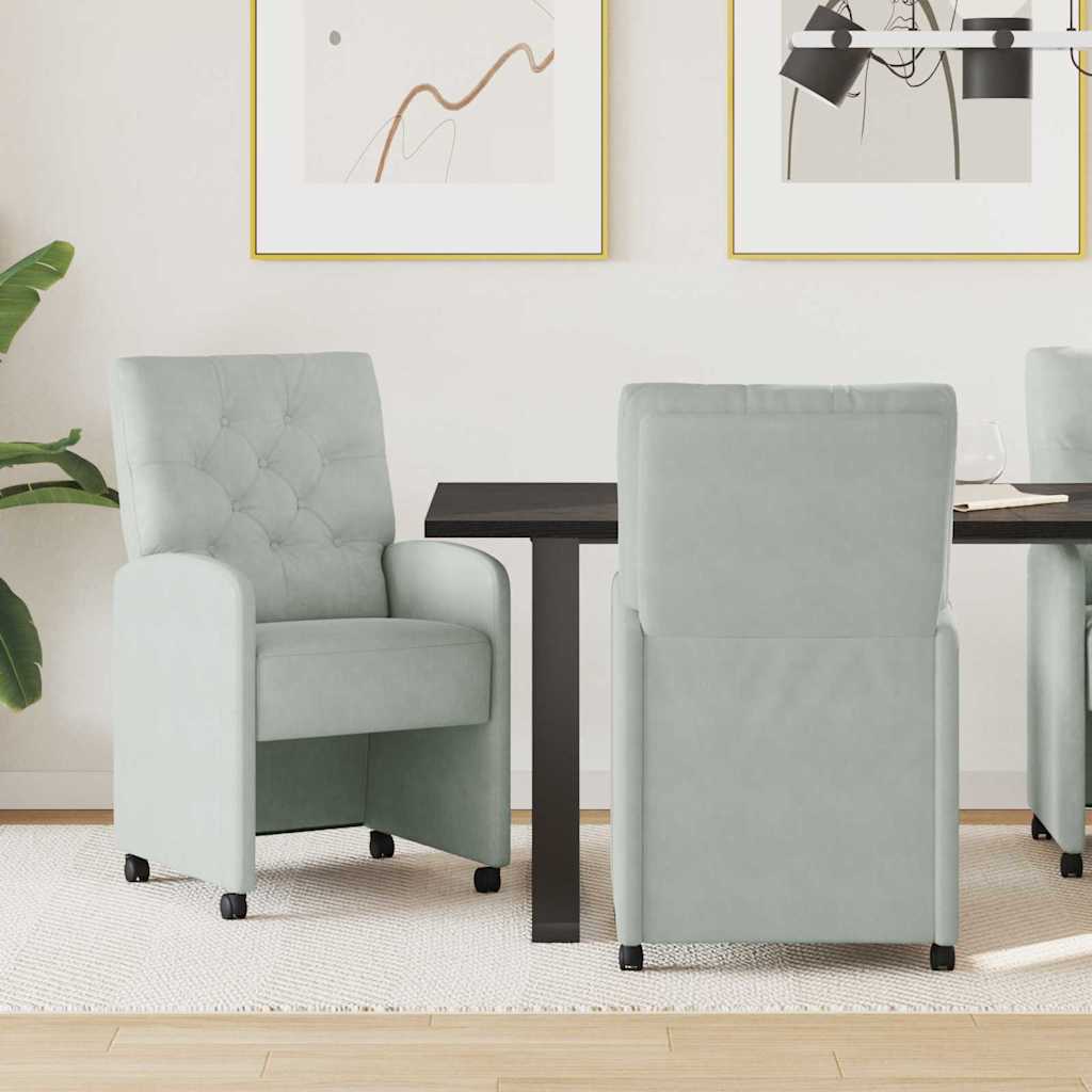 Eetkamerstoelen met Wieltjes 2 pcs Lichtgrijs 58 x 67 x 97 cm is nu te koop bij PeponiXL, paradijselijk wonen!