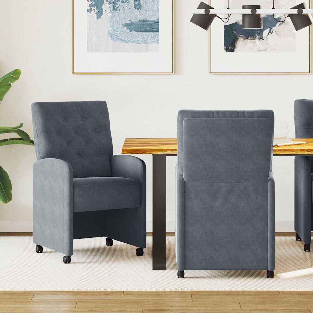 Eetkamerstoelen met Wieltjes 2 pcs Donkergrijs 58 x 67 x 97 cm is nu te koop bij PeponiXL, paradijselijk wonen!