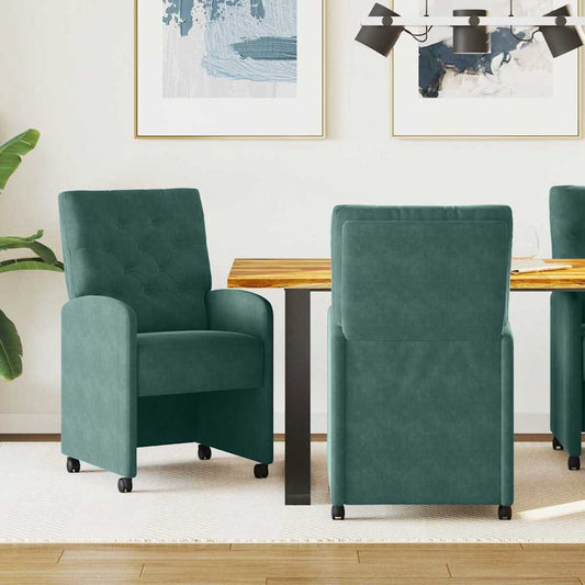 Eetkamerstoelen met Wieltjes 2 pcs Donkergroen 58 x 67 x 97 cm is nu te koop bij PeponiXL, paradijselijk wonen!