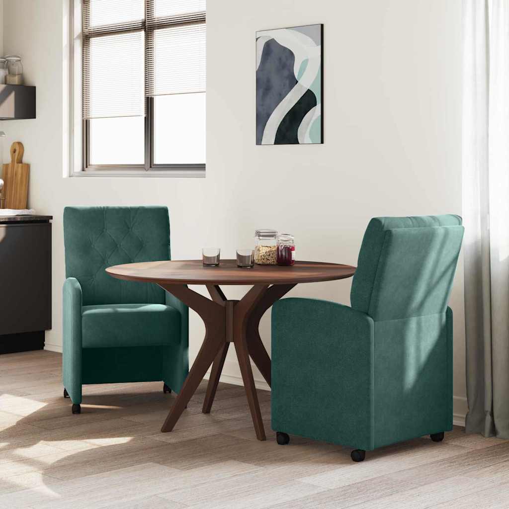 Eetkamerstoelen met Wieltjes 2 pcs Donkergroen 58 x 67 x 97 cm is nu te koop bij PeponiXL, paradijselijk wonen!