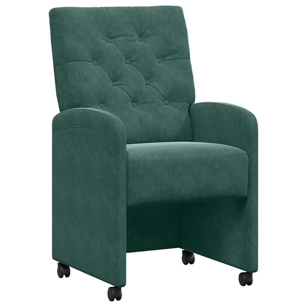 Eetkamerstoelen met Wieltjes 2 pcs Donkergroen 58 x 67 x 97 cm is nu te koop bij PeponiXL, paradijselijk wonen!