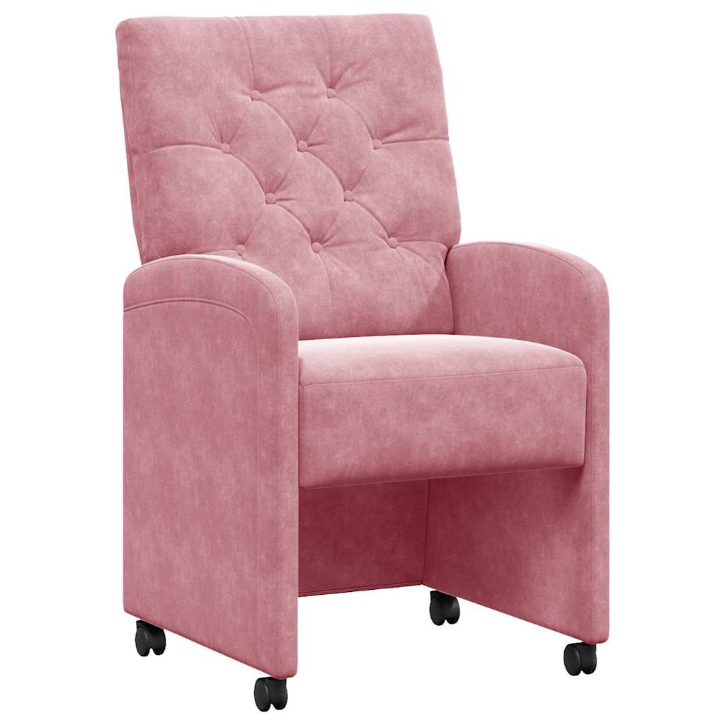 Eetkamerstoelen met Wieltjes 2 pcs Roze 58 x 67 x 97 cm Fluweel is nu te koop bij PeponiXL, paradijselijk wonen!