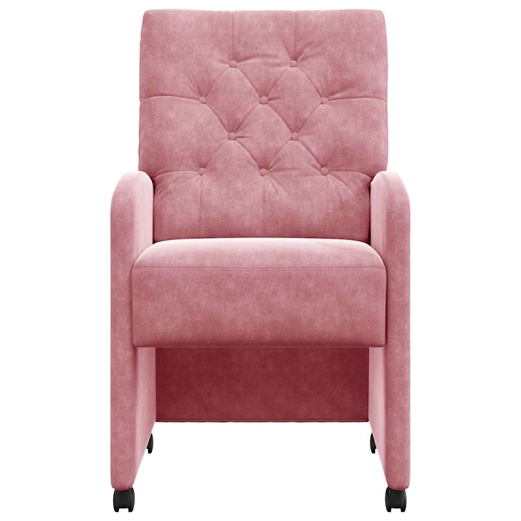 Eetkamerstoelen met Wieltjes 2 pcs Roze 58 x 67 x 97 cm Fluweel is nu te koop bij PeponiXL, paradijselijk wonen!