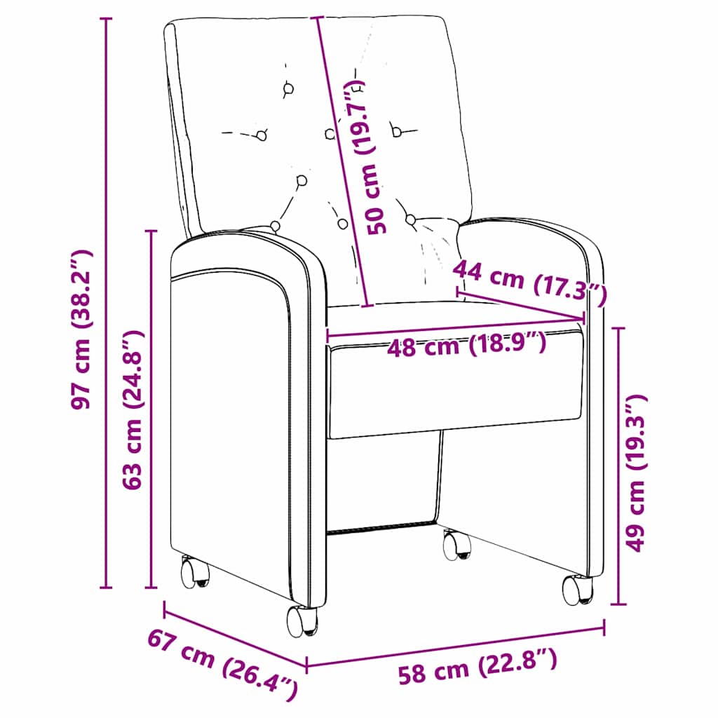 Eetkamerstoelen met Wieltjes 2 pcs Roze 58 x 67 x 97 cm Fluweel is nu te koop bij PeponiXL, paradijselijk wonen!