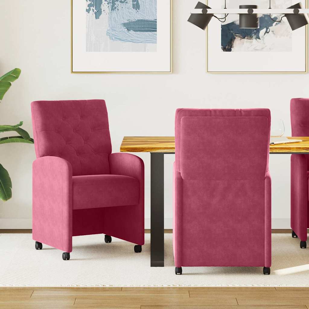 Eetkamerstoelen met Wieltjes 2 pcs Wijnrood 58 x 67 x 97 cm is nu te koop bij PeponiXL, paradijselijk wonen!