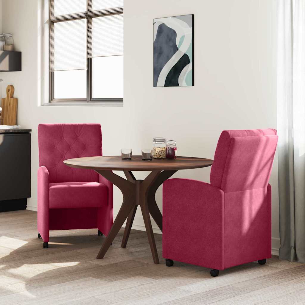 Eetkamerstoelen met Wieltjes 2 pcs Wijnrood 58 x 67 x 97 cm is nu te koop bij PeponiXL, paradijselijk wonen!