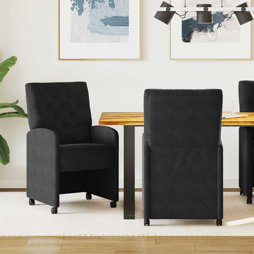 Eetkamerstoelen met Wieltjes 2 pcs Zwart 58 x 67 x 97 cm is nu te koop bij PeponiXL, paradijselijk wonen!