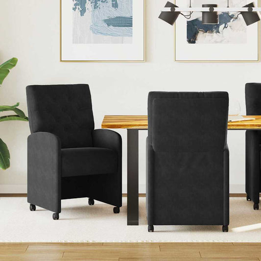 Eetkamerstoelen met Wieltjes 2 pcs Zwart 58 x 67 x 97 cm is nu te koop bij PeponiXL, paradijselijk wonen!
