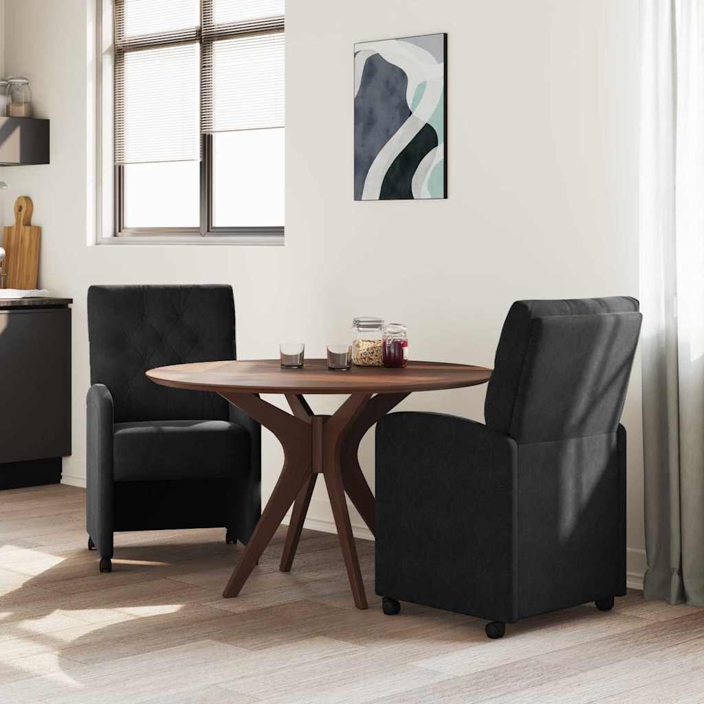 Eetkamerstoelen met Wieltjes 2 pcs Zwart 58 x 67 x 97 cm is nu te koop bij PeponiXL, paradijselijk wonen!