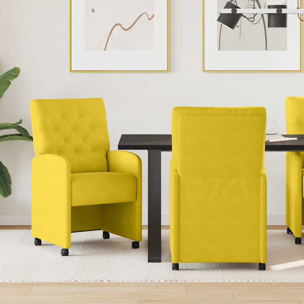 Eetkamerstoelen met Wieltjes 2 pcs Geel 58 x 67 x 97 cm Fluweel is nu te koop bij PeponiXL, paradijselijk wonen!