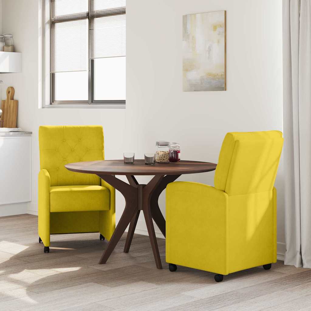 Eetkamerstoelen met Wieltjes 2 pcs Geel 58 x 67 x 97 cm Fluweel is nu te koop bij PeponiXL, paradijselijk wonen!