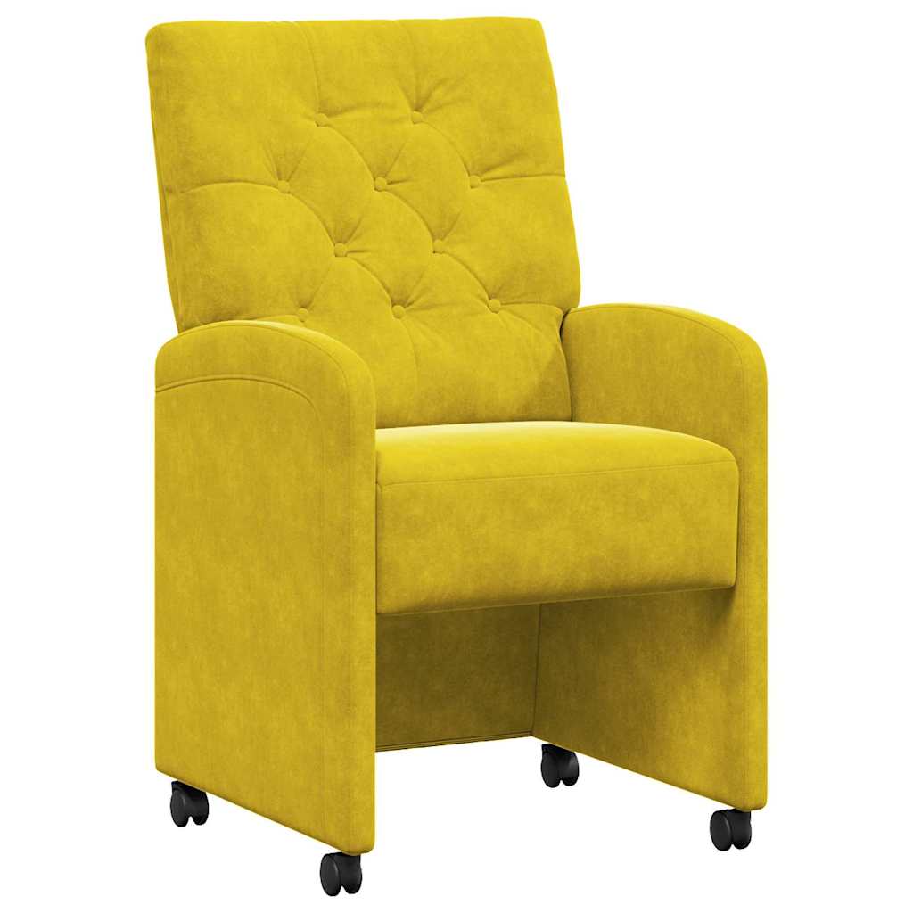 Eetkamerstoelen met Wieltjes 2 pcs Geel 58 x 67 x 97 cm Fluweel is nu te koop bij PeponiXL, paradijselijk wonen!
