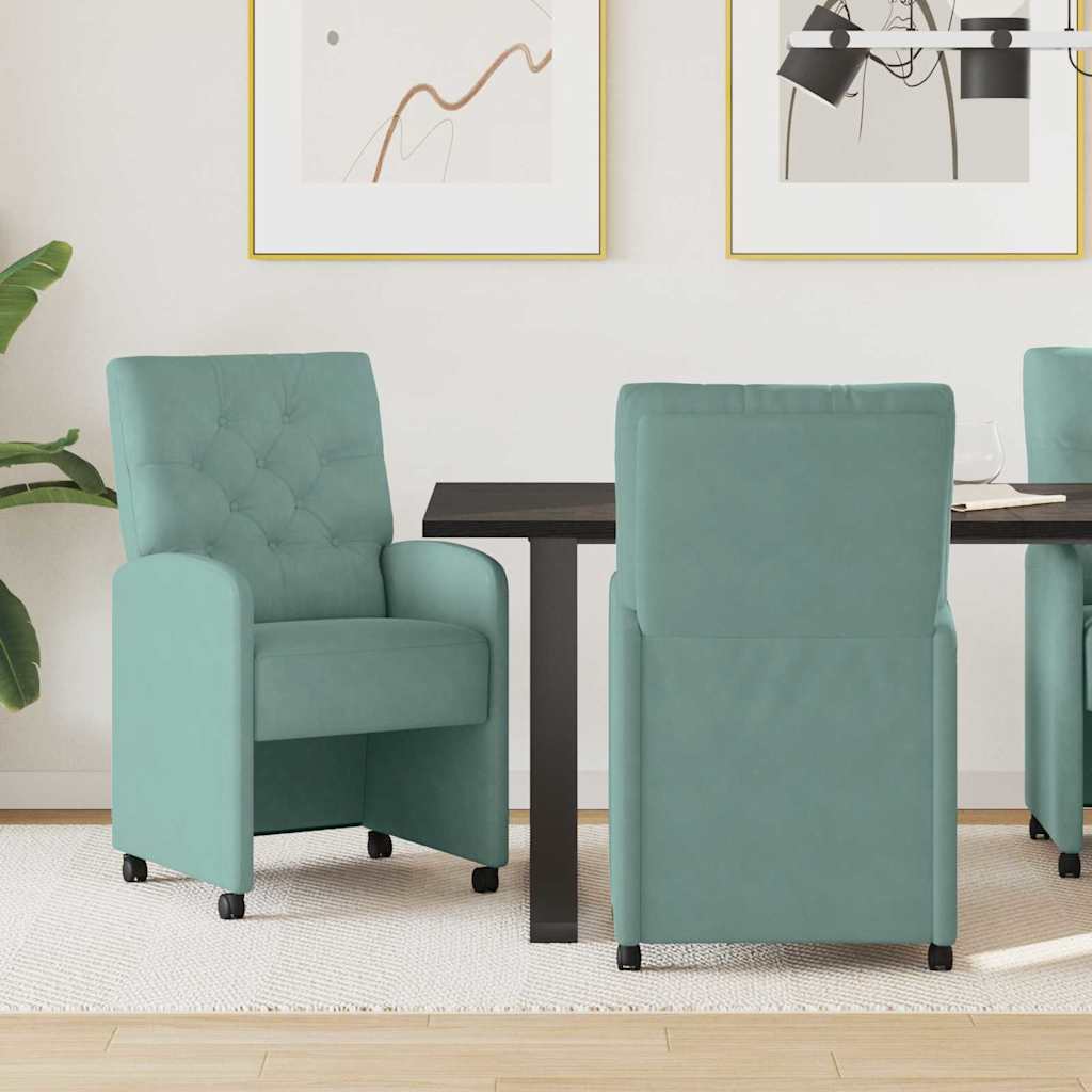 Eetkamerstoelen met Wieltjes 2 pcs Zeegroen 58 x 67 x 97 cm is nu te koop bij PeponiXL, paradijselijk wonen!