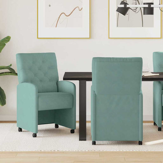 Eetkamerstoelen met Wieltjes 2 pcs Zeegroen 58 x 67 x 97 cm is nu te koop bij PeponiXL, paradijselijk wonen!