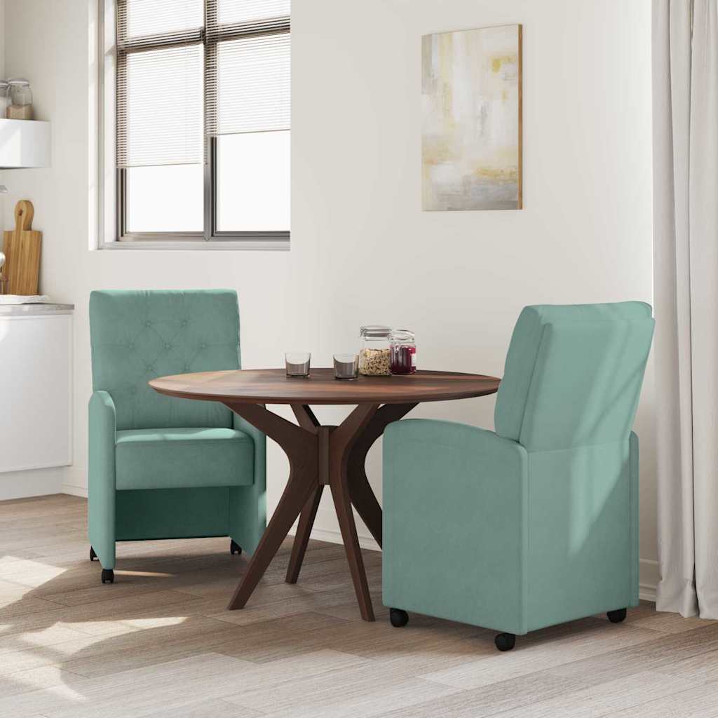 Eetkamerstoelen met Wieltjes 2 pcs Zeegroen 58 x 67 x 97 cm is nu te koop bij PeponiXL, paradijselijk wonen!