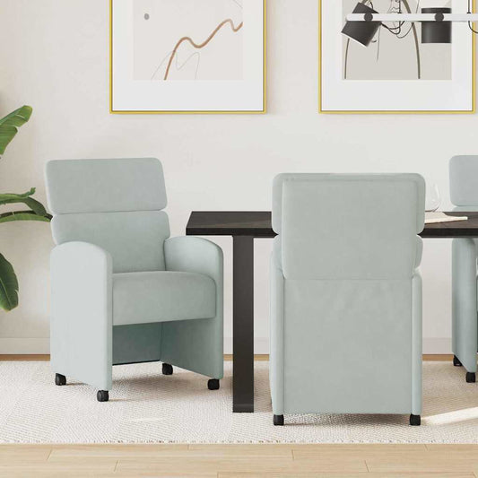 Eetkamerstoelen met Wieltjes 2 pcs Lichtgrijs 58 x 65 x 98 cm is nu te koop bij PeponiXL, paradijselijk wonen!
