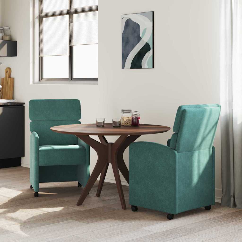 Eetkamerstoelen met Wieltjes 2 pcs Donkergroen 58 x 65 x 98 cm is nu te koop bij PeponiXL, paradijselijk wonen!